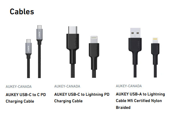 Aukey Canada USB Cables